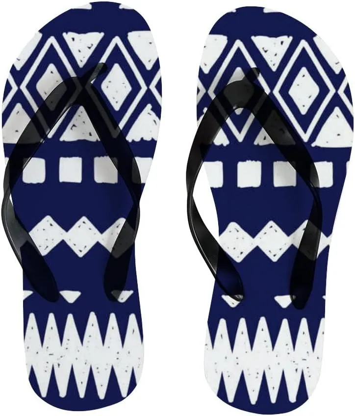 Flip Flops for Women Girls Tribal Ethnic Geometric Pattern Summer Casual Thong Slippers Slide Flat Sandals for Beach