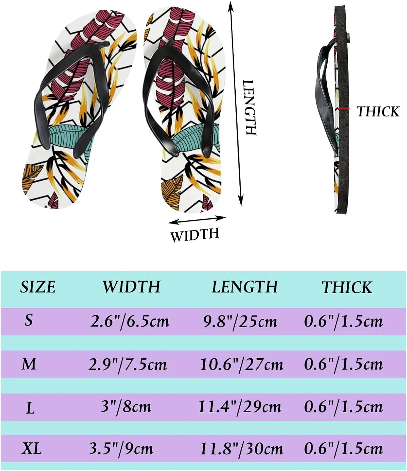 Flip Flops Leaves Pink Vintage Striped Modern Geometric Black White Slide Sandals Summer Beach Slippers Thong Sandal Casual Yoga Mat Flat Slides for Women Men