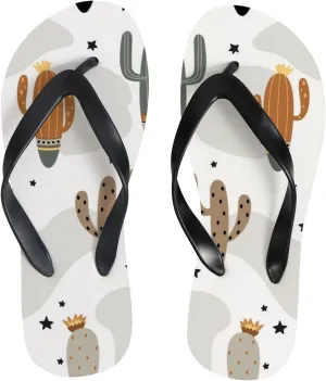 Flip Flops Sandals for Women Beach - Cute Art Cactus Casual Flat Slide Sandal Thong Slippers Shower Shoes