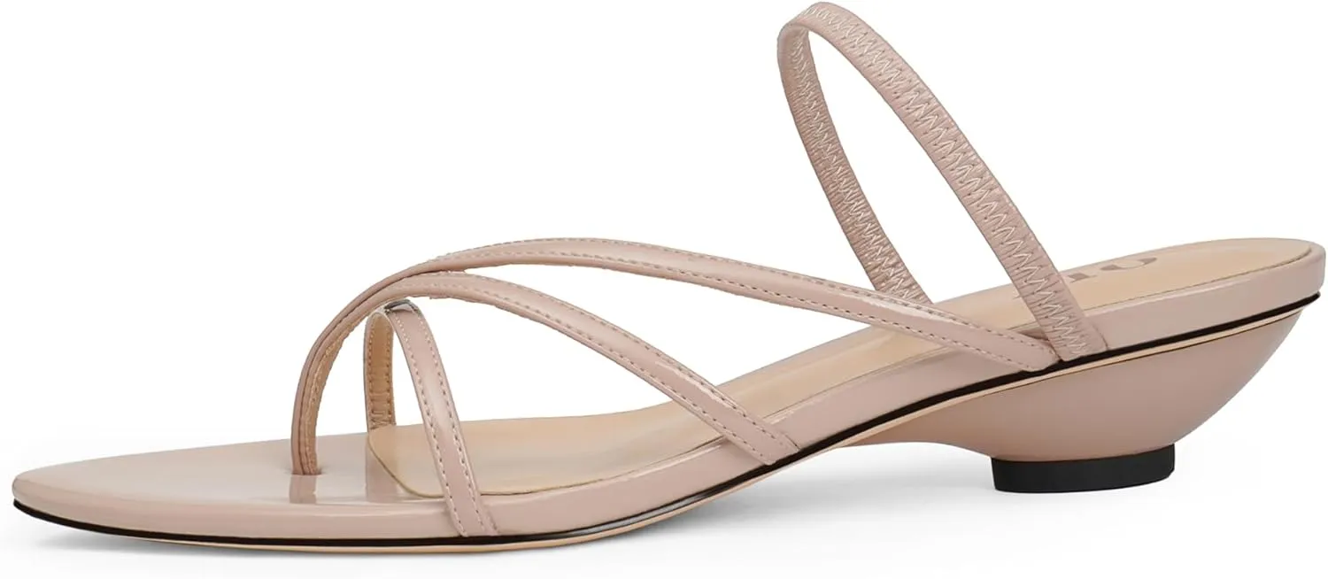Flip Flops Thong Heels Women Heeled Sandals Low Chunky Heels Slip on Slide Sandals Kitten Heels for Women Party Dress Shoes