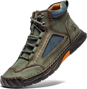 FLYLAND Men's Casual Leather Fashion Sneakers Ankle Chukka Boots Handmade Lightweight Loafers Mid-top Dress Boots Walking Driving Shoes