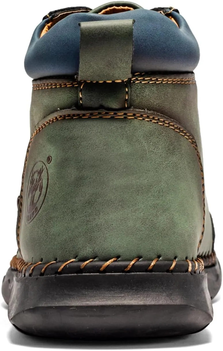 FLYLAND Men's Casual Leather Fashion Sneakers Ankle Chukka Boots Handmade Lightweight Loafers Mid-top Dress Boots Walking Driving Shoes