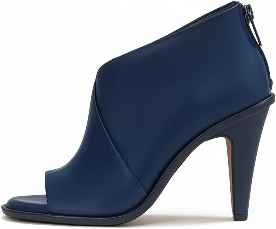 FOWT Women Chic Peep Toe Comfy Pumps High Heel Back Zipper Ladies Summer Party Dressy Shoes Size 4-16 US