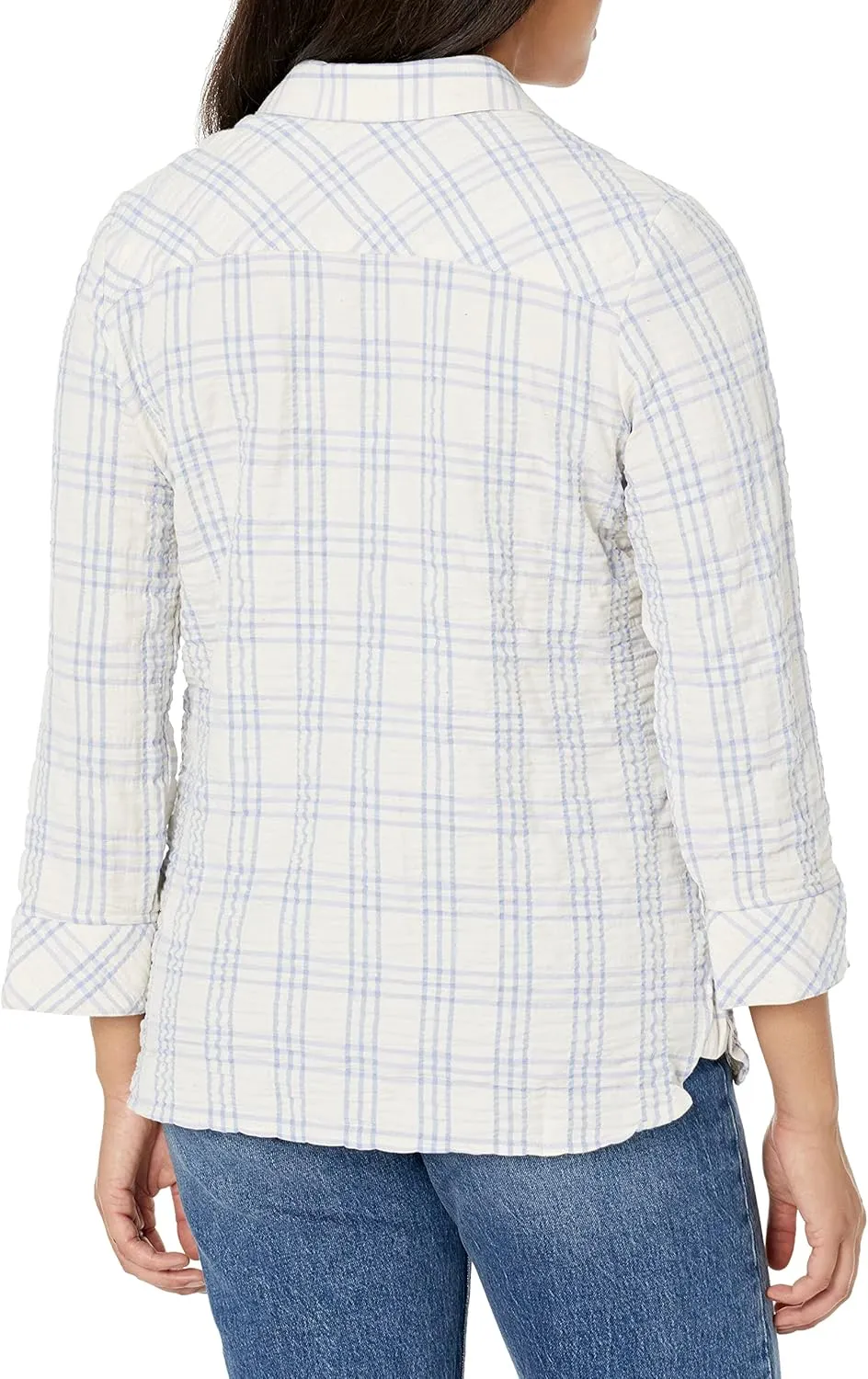 Foxcroft Women's Germaine 3/4 SLV W/Flip Cuff in Heathered Plaid Tunic