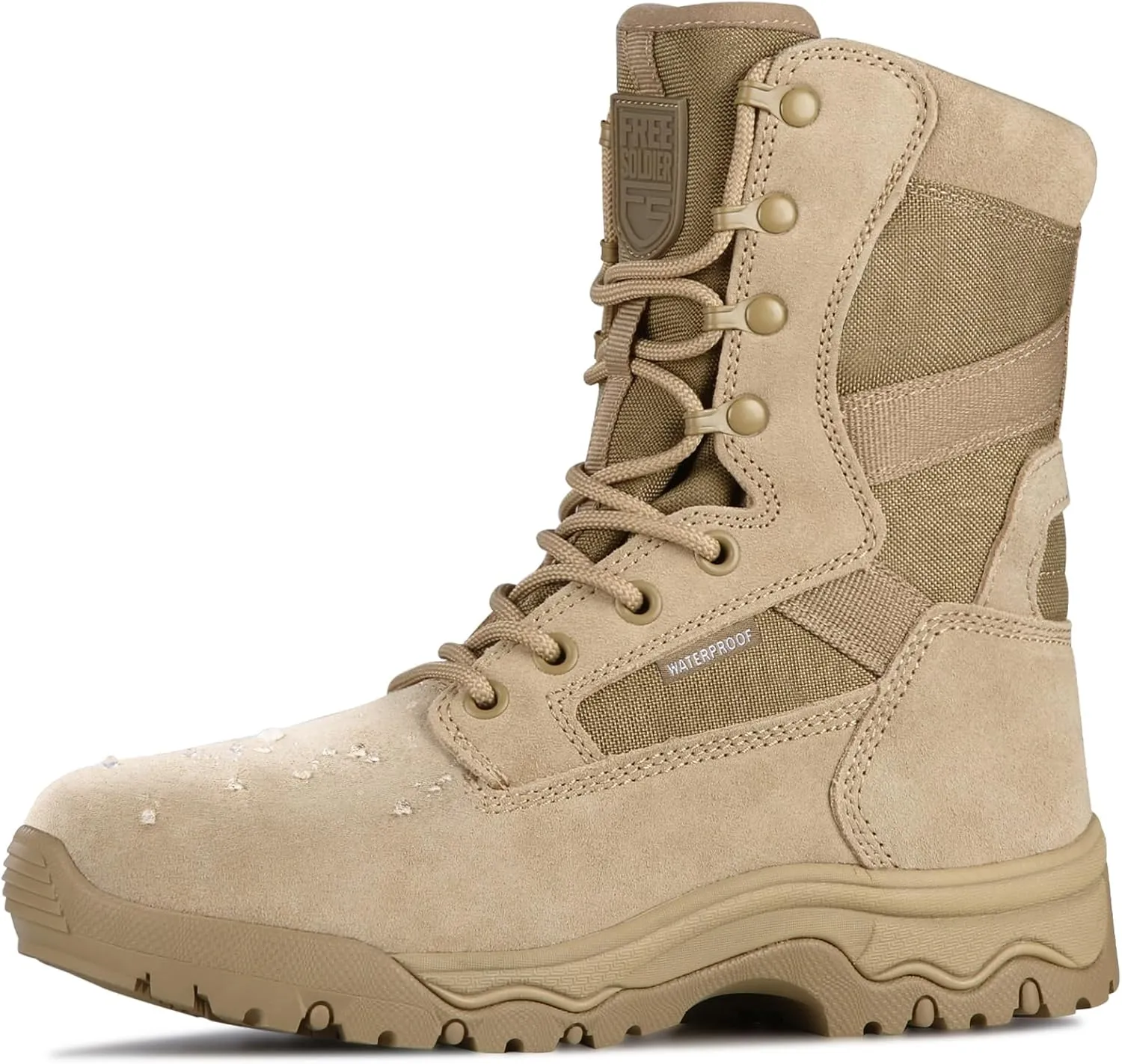 FREE SOLDIER Men's Tactical Boots 8 Inches Lightweight Combat Boots Durable Suede Leather Military Work Boot Desert Boot