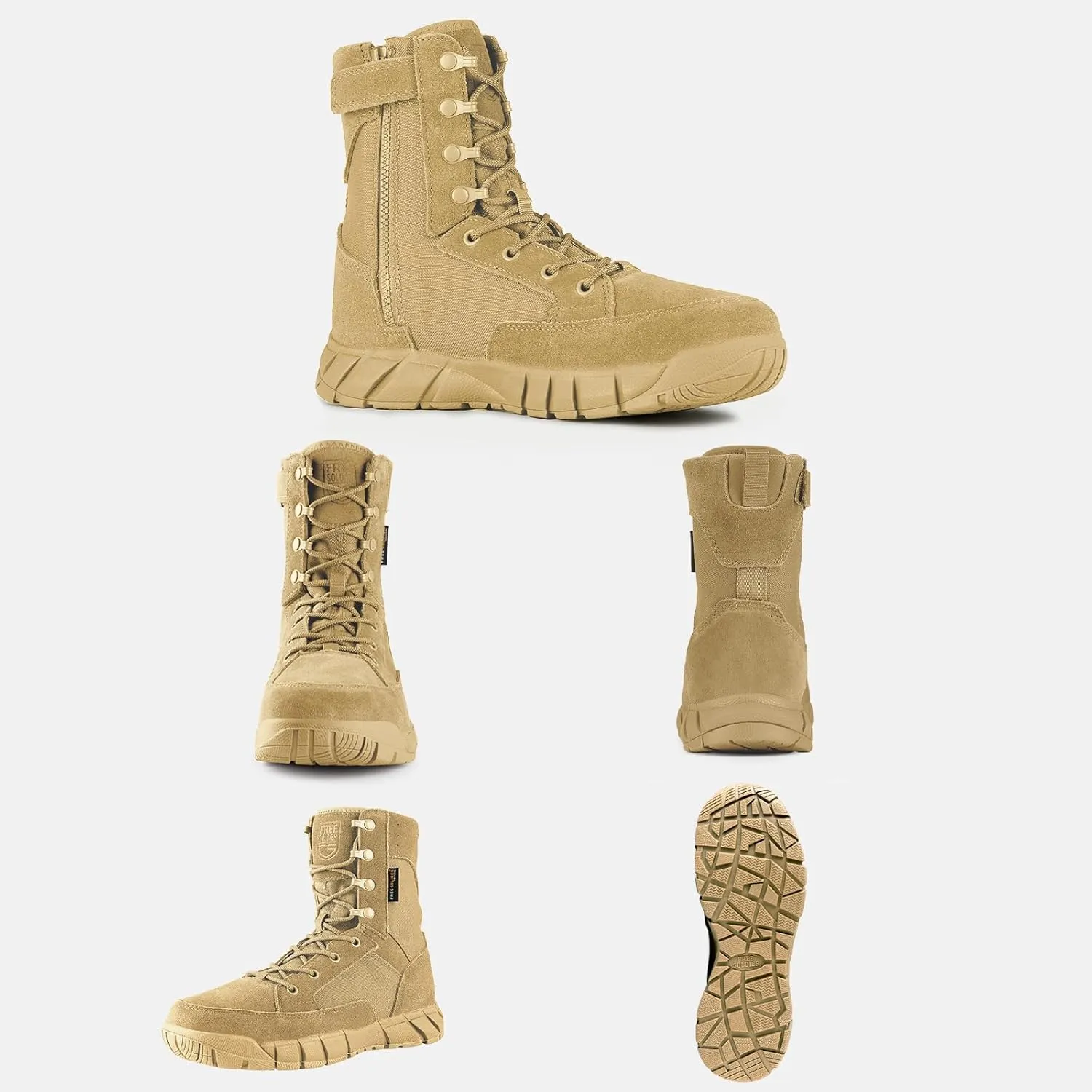 FREE SOLDIER Men's Tactical Boots 8 Inches Lightweight Combat Boots Durable Suede Leather Military Work Boot Desert Boot