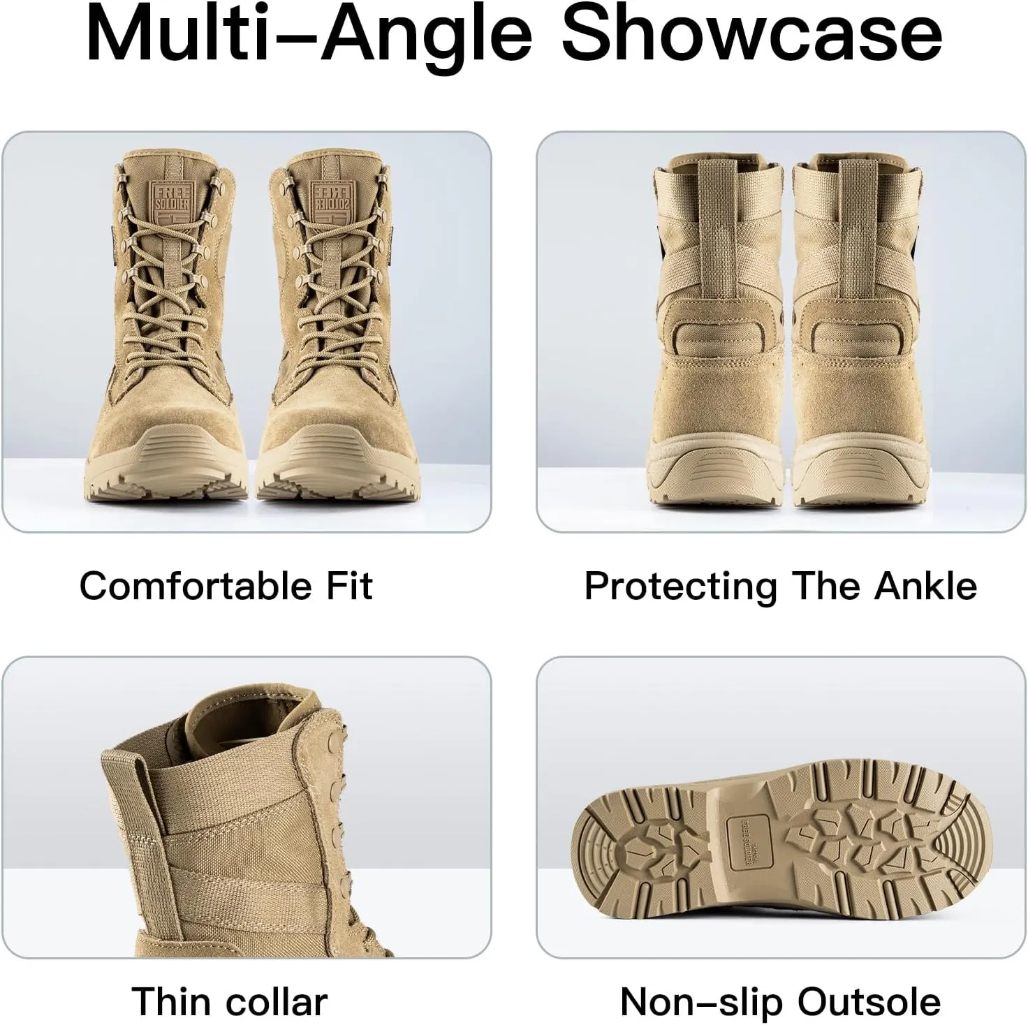 FREE SOLDIER Women’s Tactical Boots 8 Inches Lightweight Combat Boot Durable Military Work Outdoors Boots Desert Boot for Women