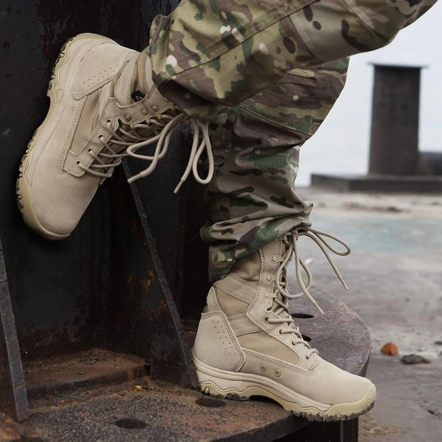 FREE SOLDIER Women’s Tactical Boots 8 Inches Lightweight Combat Boot Durable Military Work Outdoors Boots Desert Boot for Women