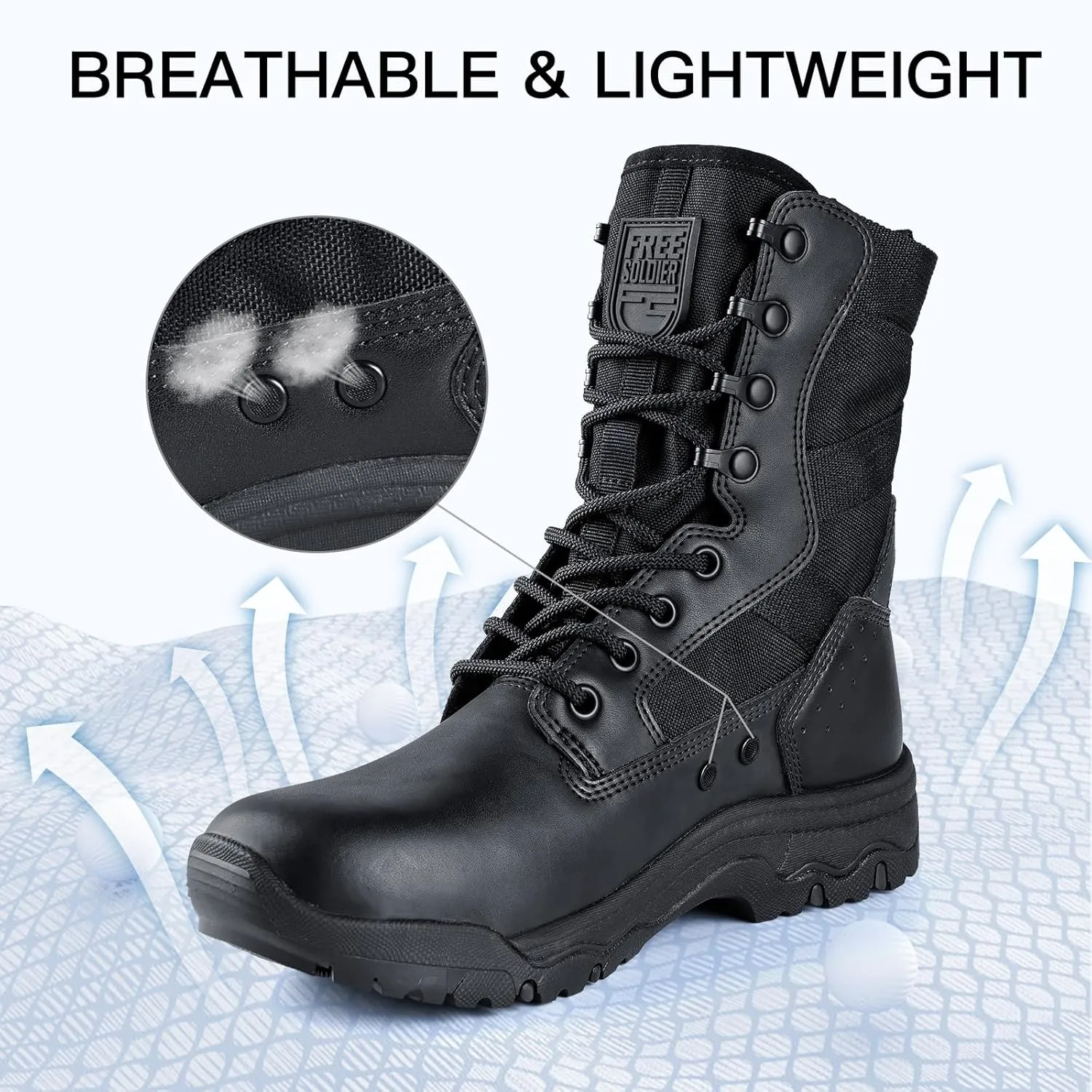 FREE SOLDIER Women’s Tactical Boots 8 Inches Lightweight Combat Boot Durable Military Work Outdoors Boots Desert Boot for Women