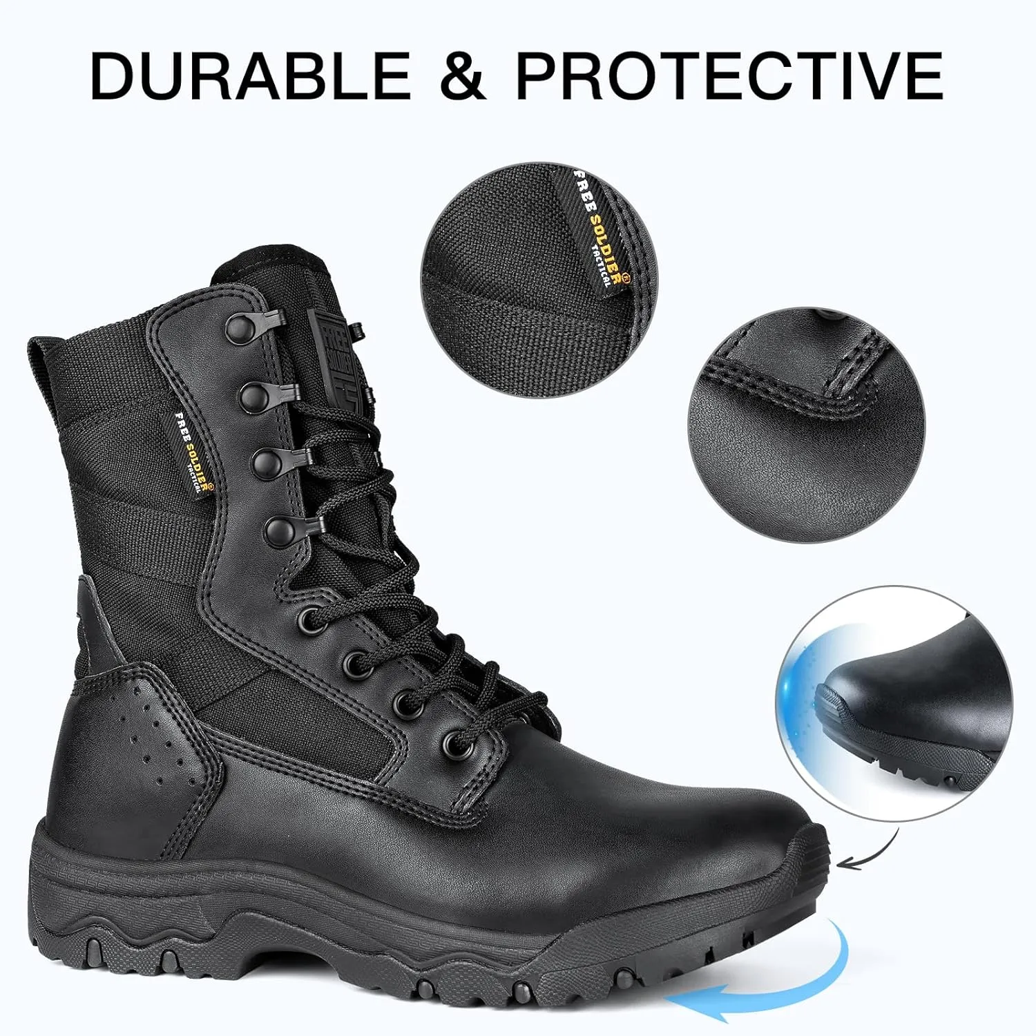FREE SOLDIER Women’s Tactical Boots 8 Inches Lightweight Combat Boot Durable Military Work Outdoors Boots Desert Boot for Women