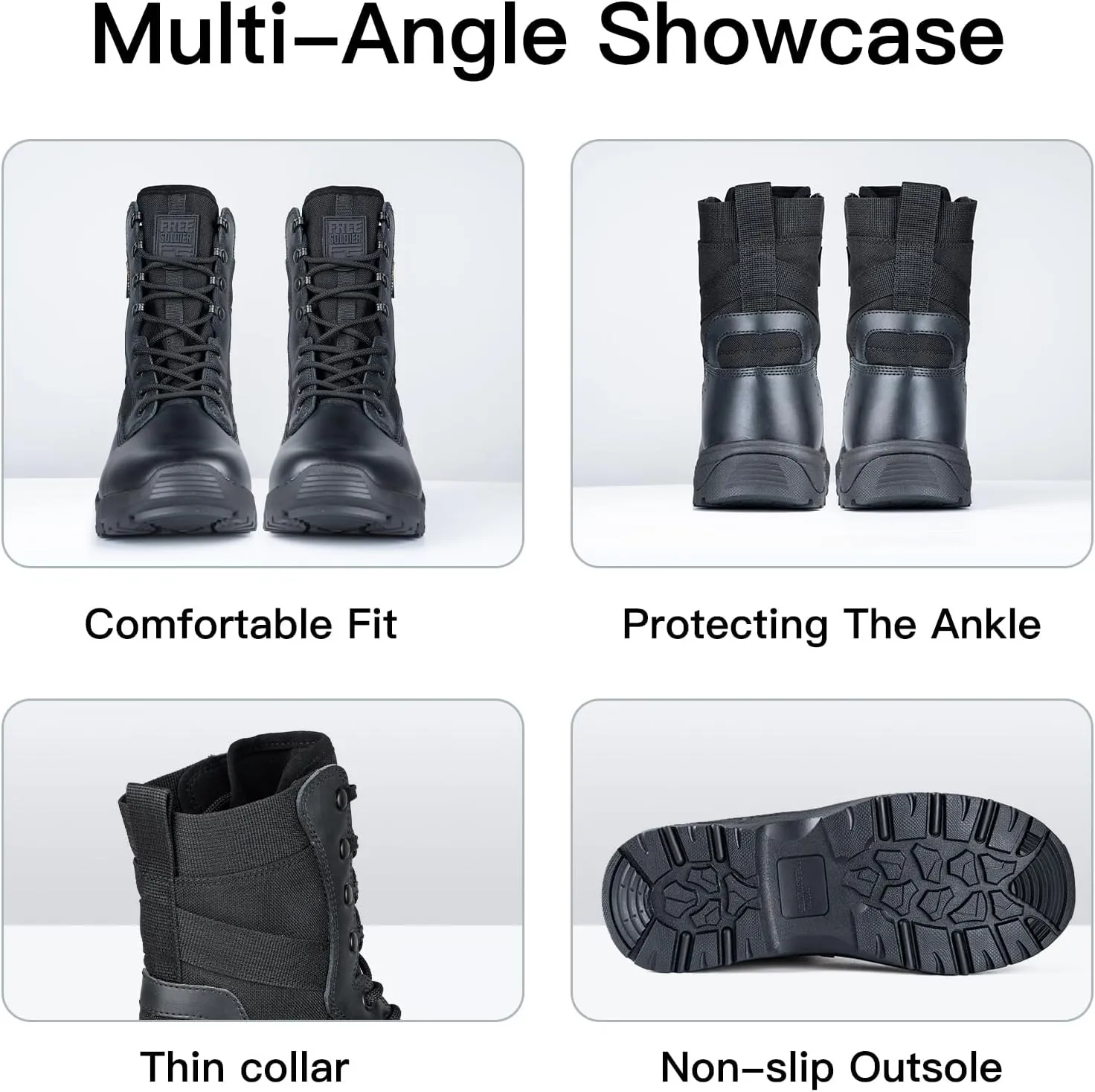 FREE SOLDIER Women’s Tactical Boots 8 Inches Lightweight Combat Boot Durable Military Work Outdoors Boots Desert Boot for Women