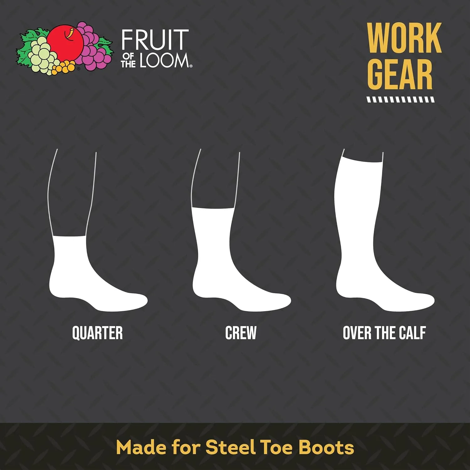 Fruit of the Loom Men's Workgear Durable Crew Socks with Arch Support