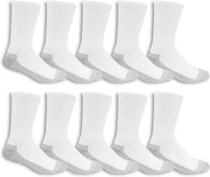Fruit of the Loom Men's Workgear Durable Crew Socks with Arch Support