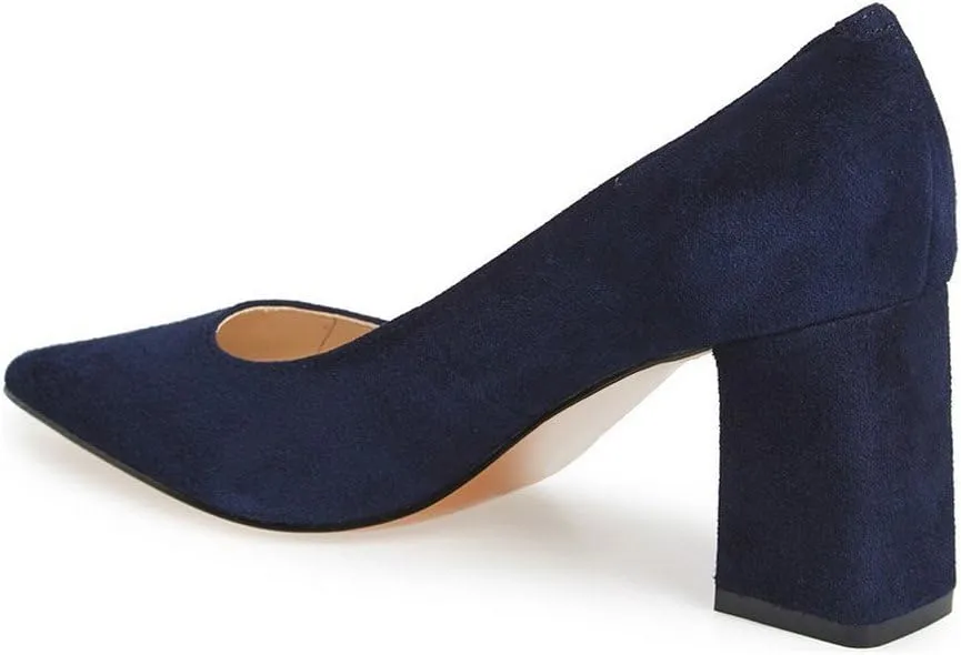 FSJ Women Classic Casual Pumps Pointed Toe Chunky Heels Shoe for Business Occasion US Size 4-15