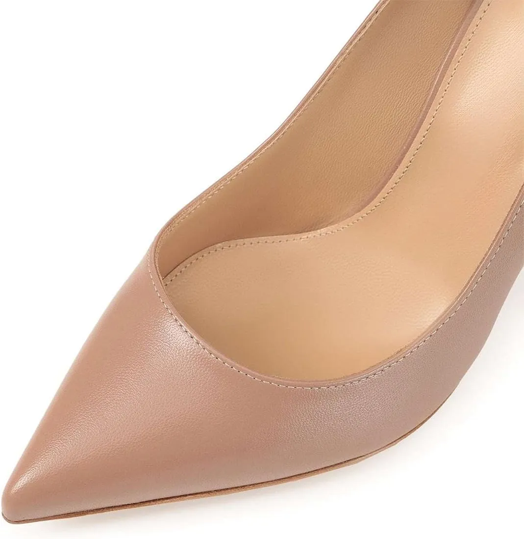 FSJ Women Classic Closed Pointed Toe Dress Pumps Chic Transparent Chunky Block High Heel Slip-On Office Ladies Casual Party Shoes Size 4-16 US
