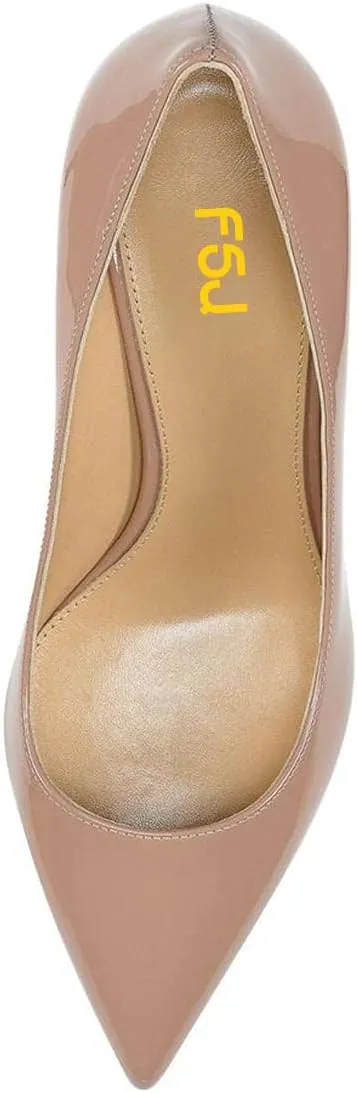 FSJ Women Classic Closed Pointed Toe Dress Pumps Chic Transparent Chunky Block High Heel Slip-On Office Ladies Casual Party Shoes Size 4-16 US