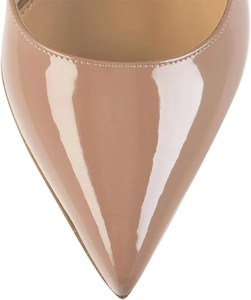 FSJ Women Classic Closed Pointed Toe Dress Pumps Chic Transparent Chunky Block High Heel Slip-On Office Ladies Casual Party Shoes Size 4-16 US