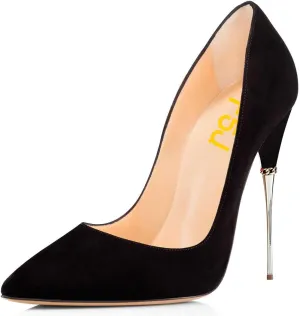 FSJ Women Sexy Slip On Formal Pumps Stiletto Heels Pointy Toe Chic Party Evening Dress Ladies Work Shoes Size 4-15 US