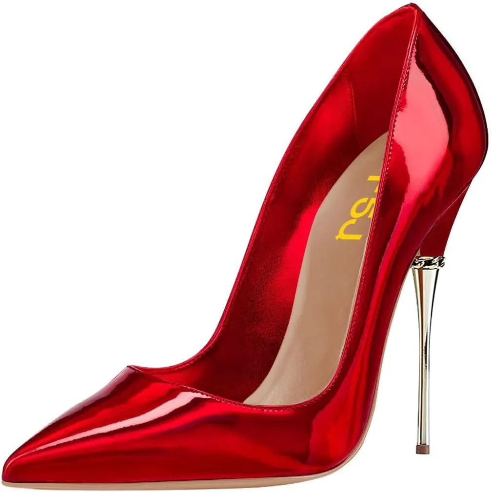 FSJ Women Sexy Slip On Formal Pumps Stiletto Heels Pointy Toe Chic Party Evening Dress Ladies Work Shoes Size 4-15 US