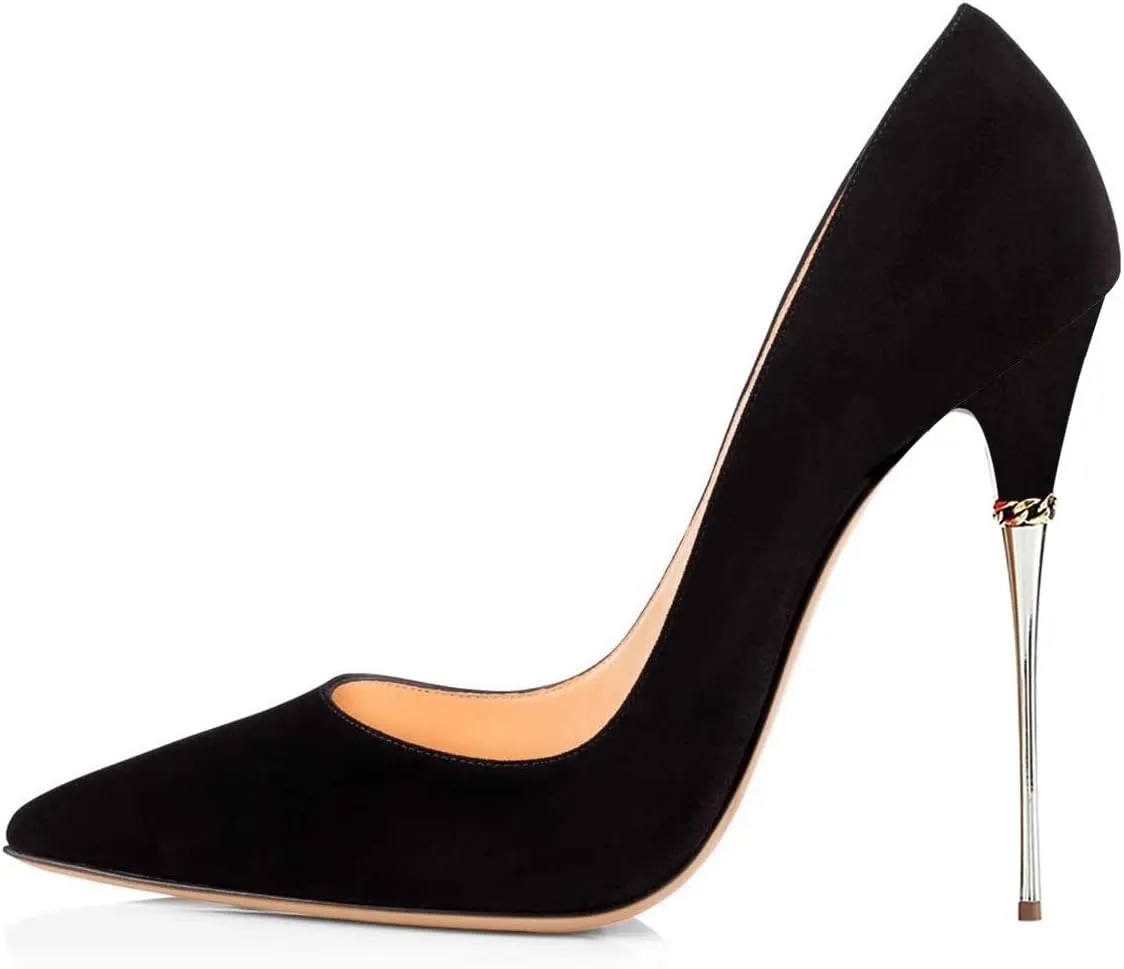 FSJ Women Sexy Slip On Formal Pumps Stiletto Heels Pointy Toe Chic Party Evening Dress Ladies Work Shoes Size 4-15 US