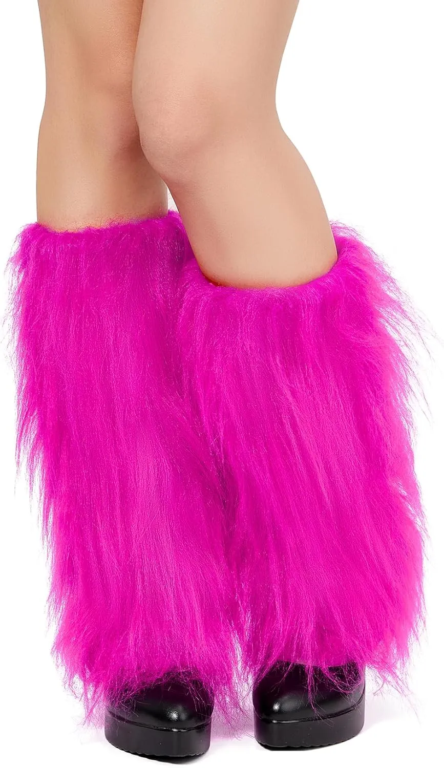 Fur Leg Warmers For Women furry leg warmers fuzzy Long Boot Cuff Covers Costumes Halloween Accessories
