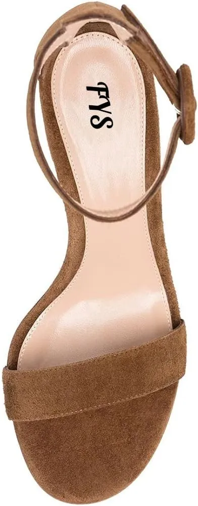 FYS Women Almond Toe Ankle Strap Heeled Sandals Chic Gold Mental Spring High Heel Dress Summer Party Prom Shoes Size 4-15 US