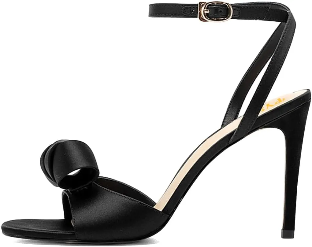 FYS Women's Simple Open Toe Heeled Sandals Elegant Decor Stiletto High Heels Cross Ankle Strap Party Dress Prom Shoes Size 4-16 US