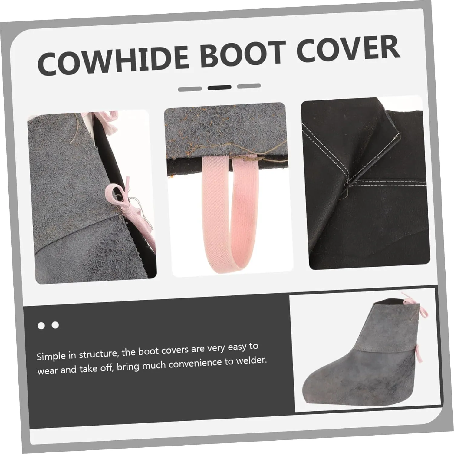 Gadpiparty 4 Pairs Welder Boot Covers Welding Shoe Protectors Insulated Cowhide Men's Safety Work Boot Covers