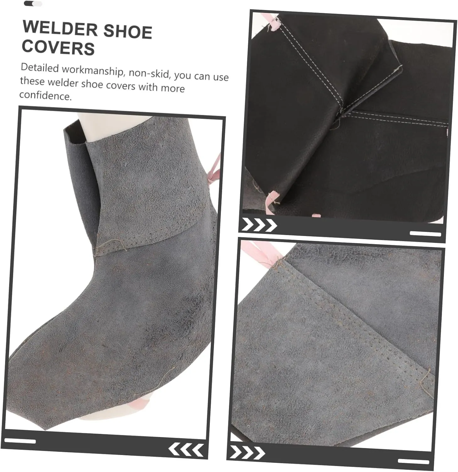 Gadpiparty 4 Pairs Welder Boot Covers Welding Shoe Protectors Insulated Cowhide Men's Safety Work Boot Covers