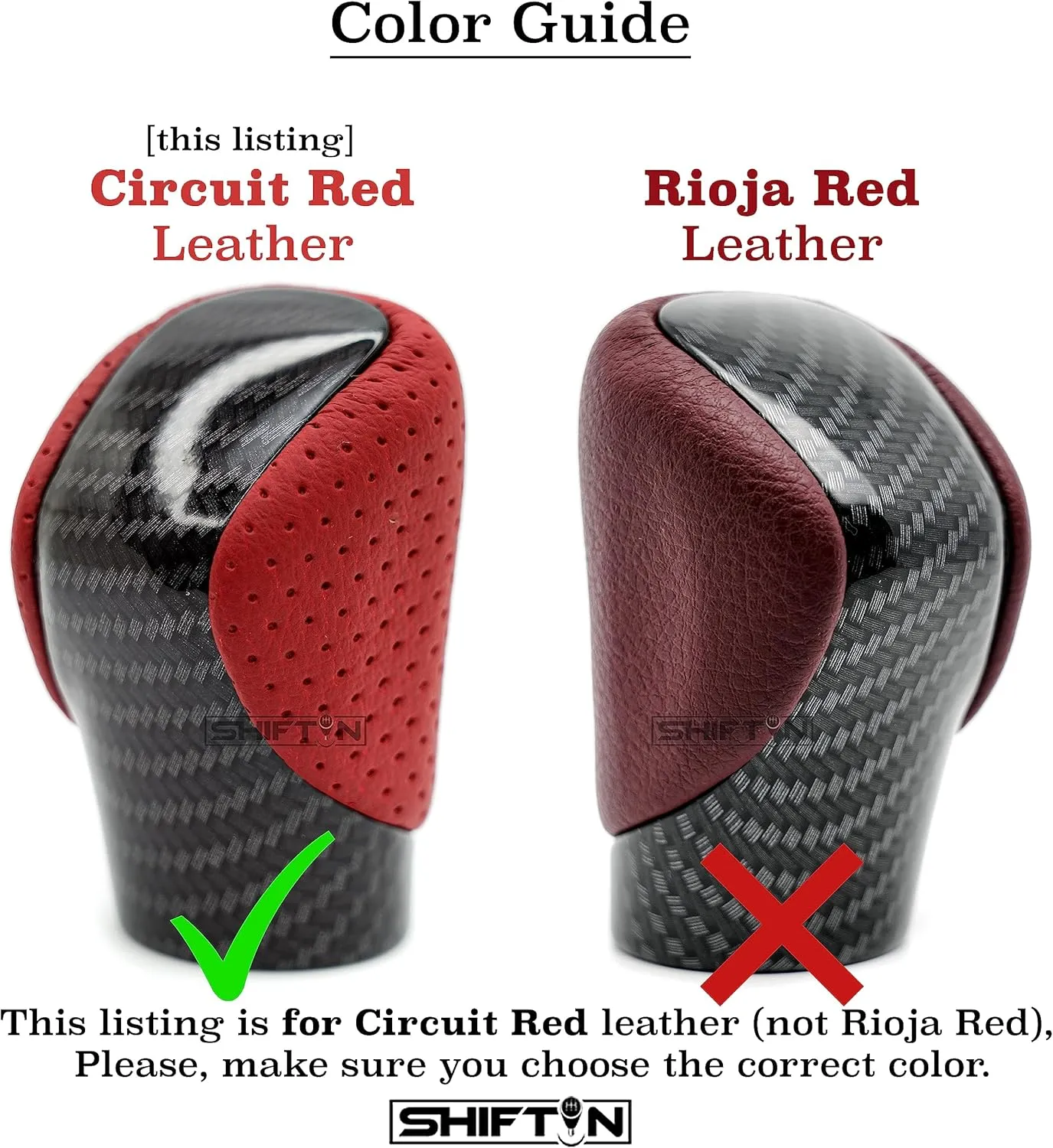 Gear Shift Knob Shifter for Lexus ES GS GX is NX RC RX 200t 300 350 3450h 450hL 350L (Circuit Red Leather/Carbon Fiber Pattern)