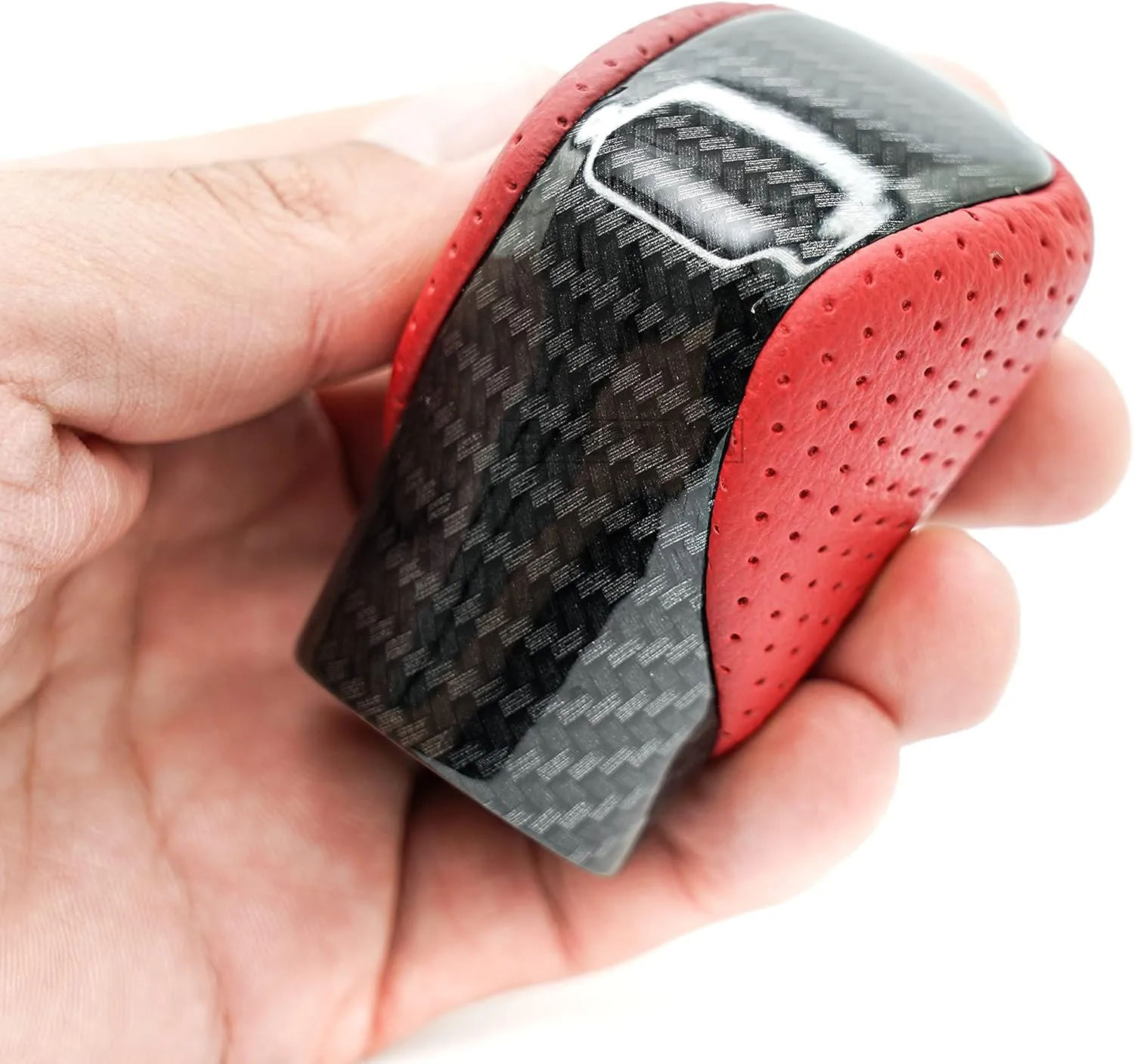 Gear Shift Knob Shifter for Lexus ES GS GX is NX RC RX 200t 300 350 3450h 450hL 350L (Circuit Red Leather/Carbon Fiber Pattern)