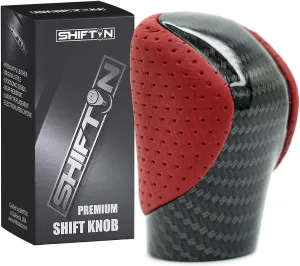Gear Shift Knob Shifter for Lexus ES GS GX is NX RC RX 200t 300 350 3450h 450hL 350L (Circuit Red Leather/Carbon Fiber Pattern)