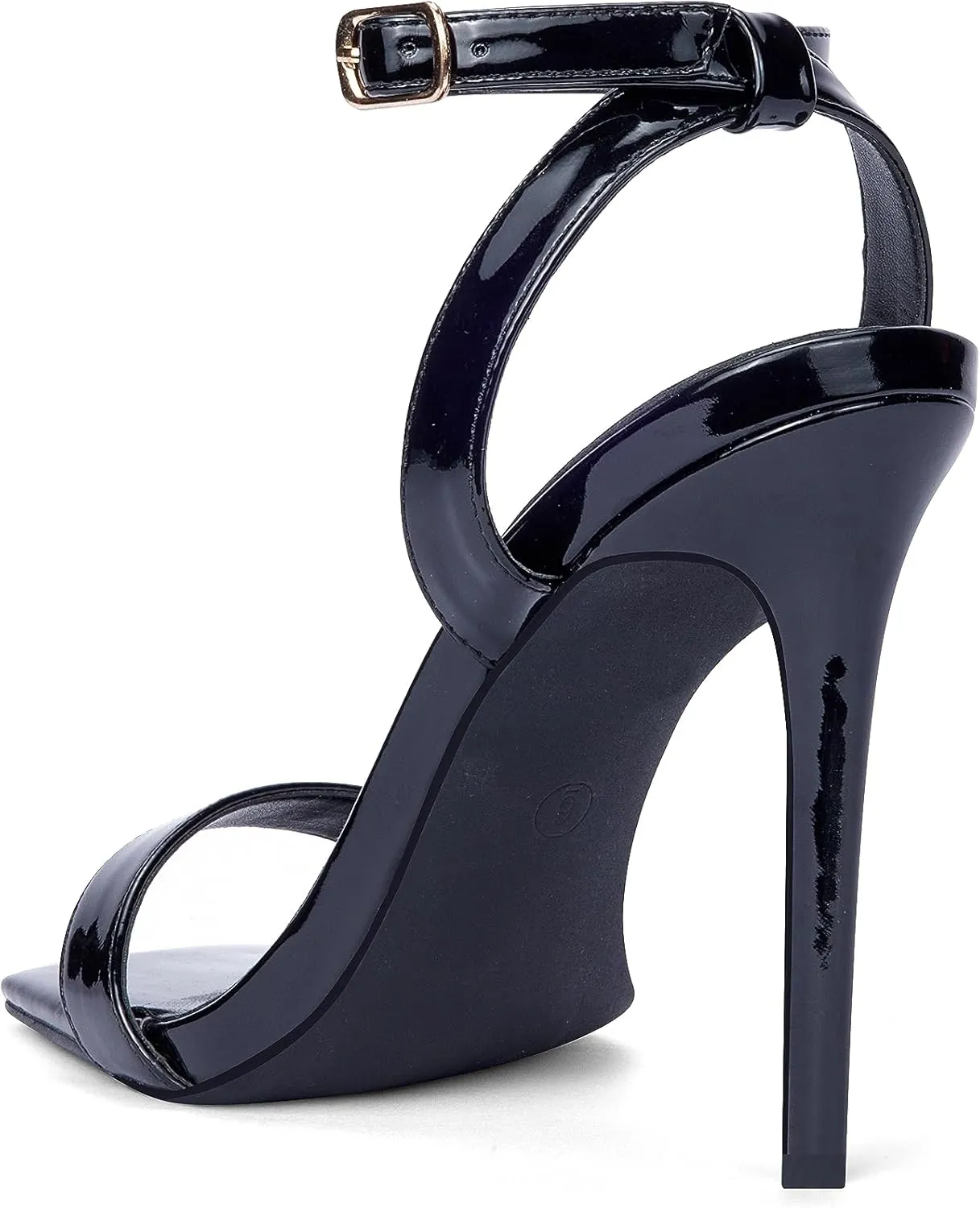 GENSHUO Women's High Heels Ankle Buckle Strap Stilettos Open Square Toe Dressy Sexy Strappy Sandals for Party Prom Homecoming Dressy Shoes
