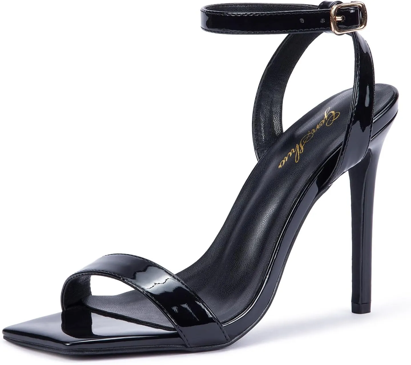 GENSHUO Women's High Heels Ankle Buckle Strap Stilettos Open Square Toe Dressy Sexy Strappy Sandals for Party Prom Homecoming Dressy Shoes