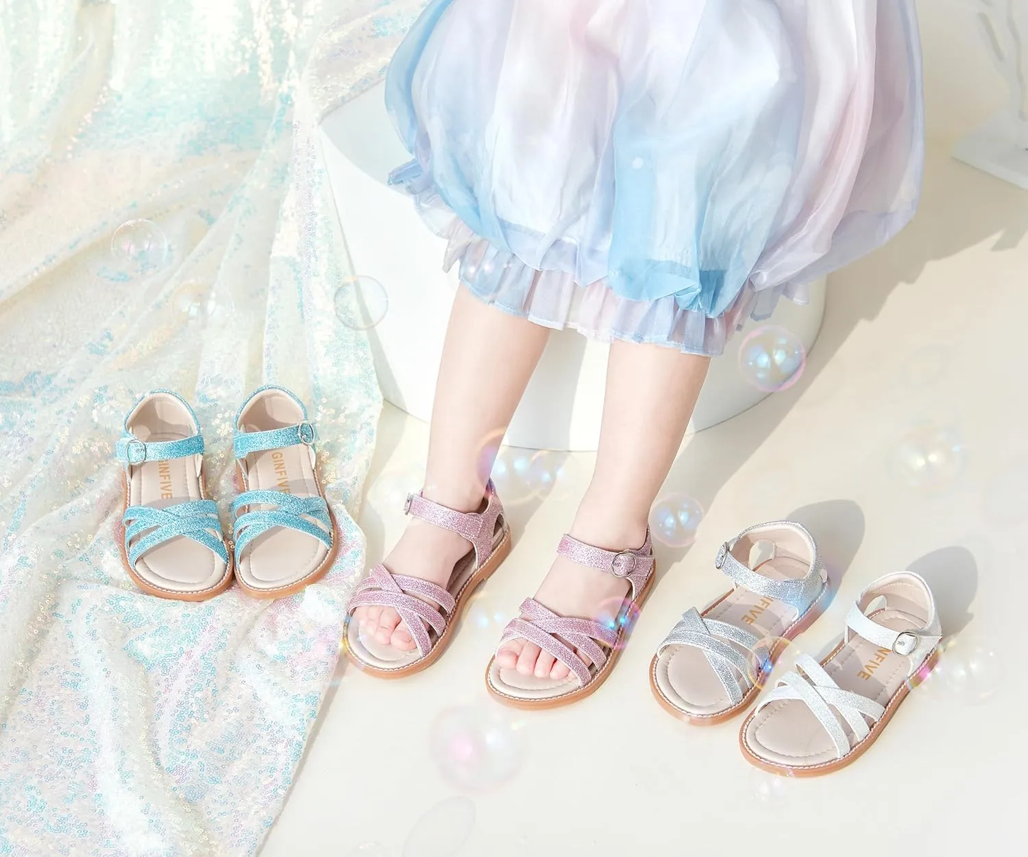 GINFIVE Toddler Girls Sandals Girls Toddler Sandals Little Girls Kids Shoes