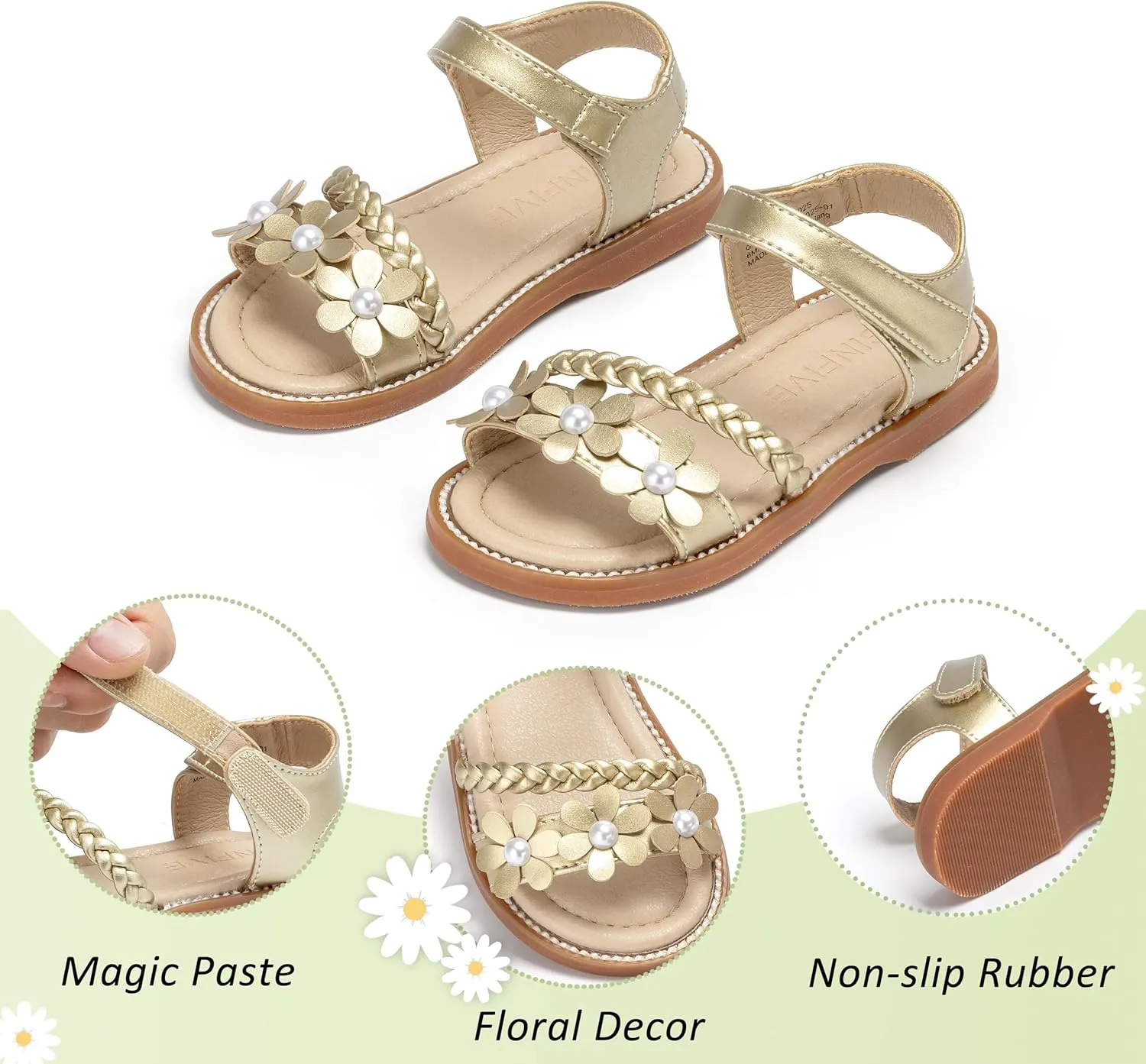 GINFIVE Toddler Girls Sandals Little Girls Kids Summer Shoes Toddler Sandals