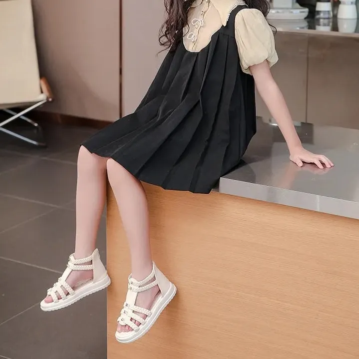 Girls' Sandals with Elegant Braided Straps