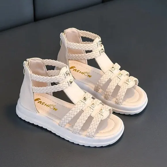 Girls' Sandals with Elegant Braided Straps