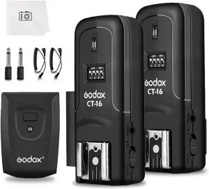 Godox CT-16 Wireless Radio Flash Trigger Receiver Kit,Fit Compatible for Canon Nikon Pentax DSLR Camera Studio 3 in 1 Flash Transmitter and Receiver