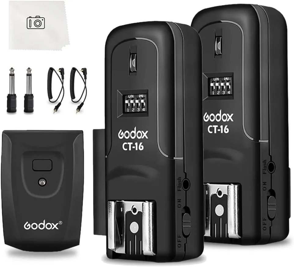 Godox CT-16 Wireless Radio Flash Trigger Receiver Kit,Fit Compatible for Canon Nikon Pentax DSLR Camera Studio 3 in 1 Flash Transmitter and Receiver