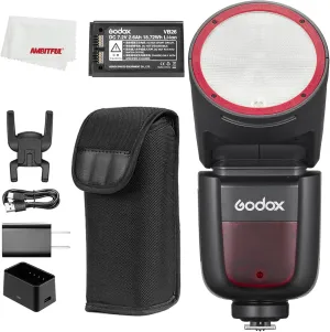 Godox V1 V1N V1 N V1-N TTL Round Head Camera Flash for Nikon,76Ws 2.4G Wireless X System,1.5 sec Recycle Time,1/8000 HSS,480 Full Power Shots,2980mAh Lithimu Battery,10 Level LED Modeling Lamp
