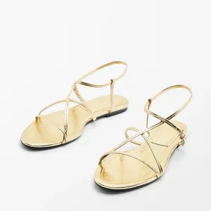 Golden Sandal with Thin and Elegant Straps