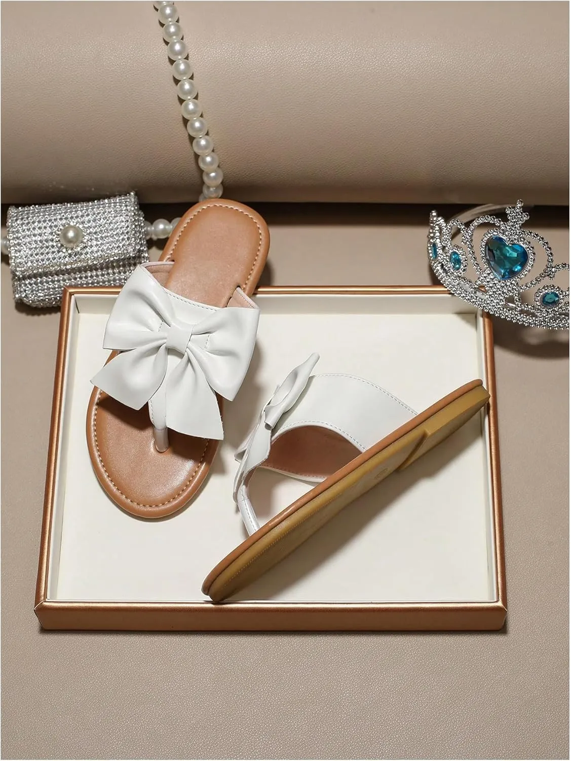 GORGLITTER Girl's Bow Flats Sandals Cute Flip Flops Dress Shoes