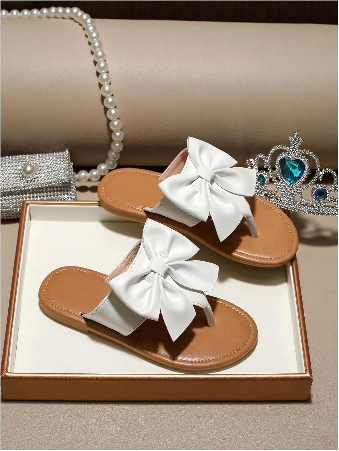 GORGLITTER Girl's Bow Flats Sandals Cute Flip Flops Dress Shoes