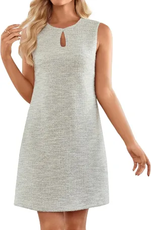 GRACE KARIN Womens Tweed Dress Elegant Sleeveless Tank Dress Keyhole 2024 Fall Business Casual Work Mini Dresses