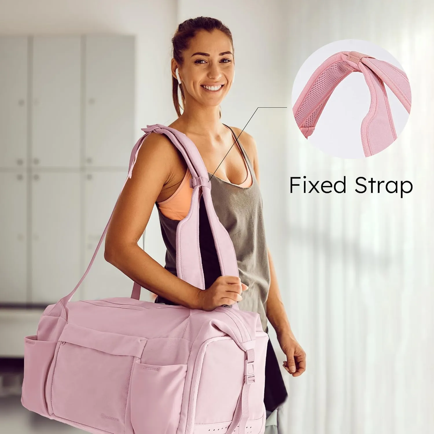 Gym Bag for Women with Shoes Compartment and Wet Pocket Convertible Duffle Bag and Gym Backpack Waterproof Sports Bags for Women with 2 Bottle Holders Weekender Overnight Bag - Pink