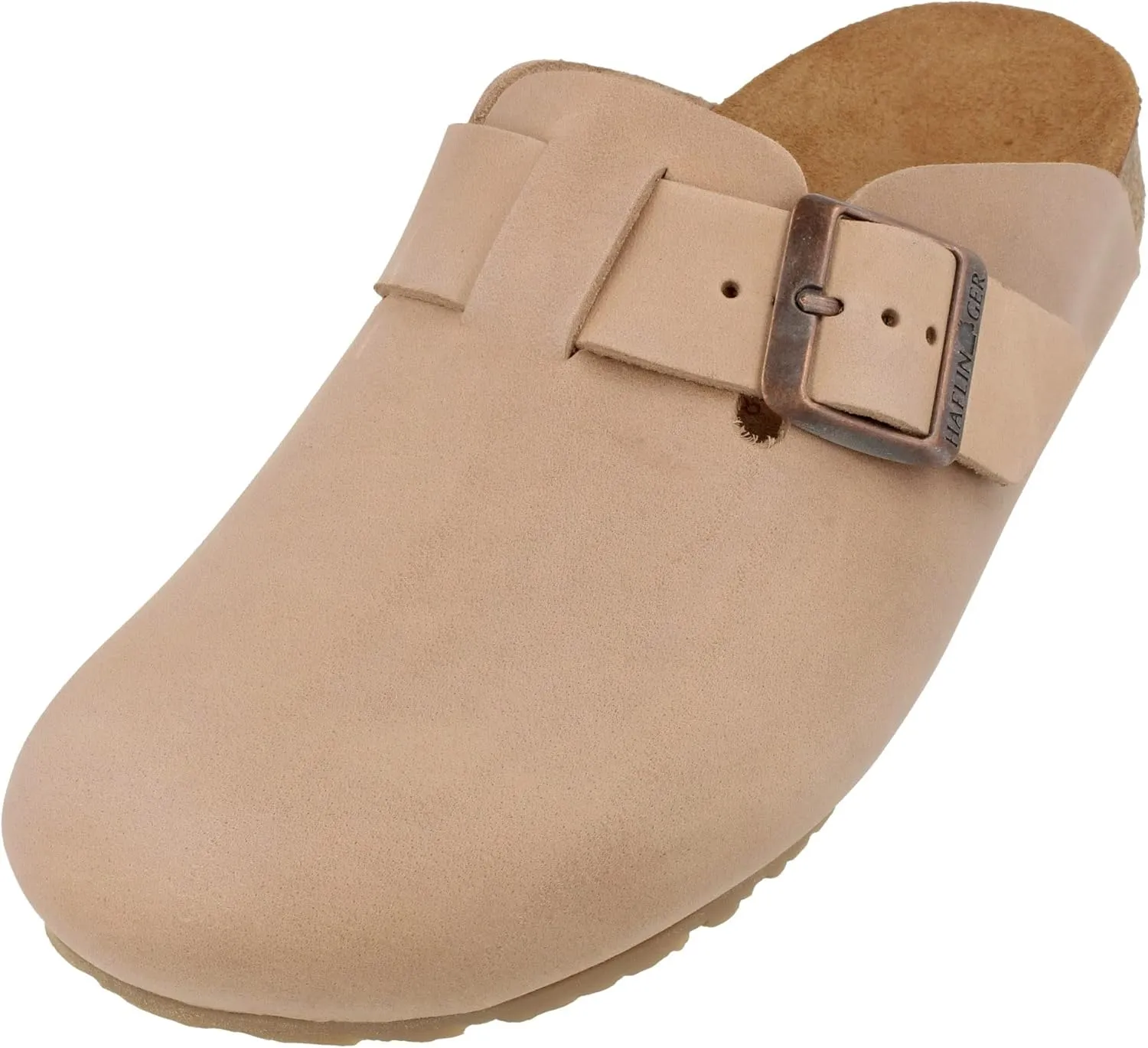 HAFLINGER Porto Elegant Leather Clog with Rubber Sole and Cork Latex Footbed Slipper Unisex