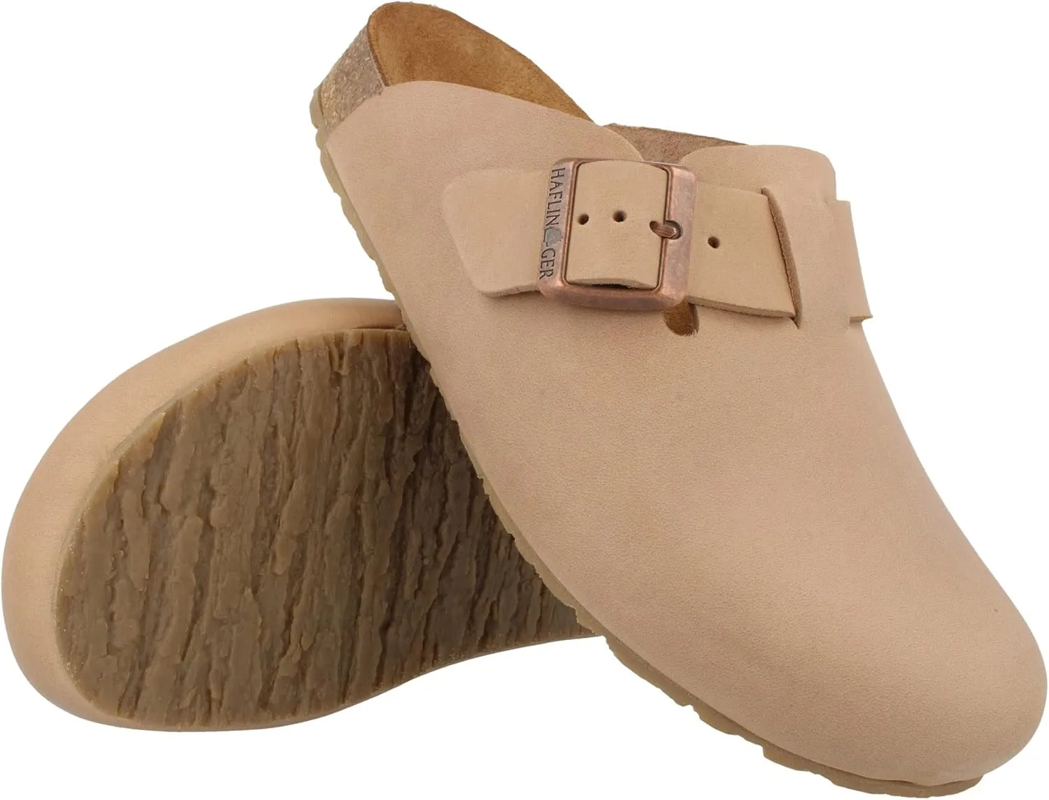 HAFLINGER Porto Elegant Leather Clog with Rubber Sole and Cork Latex Footbed Slipper Unisex