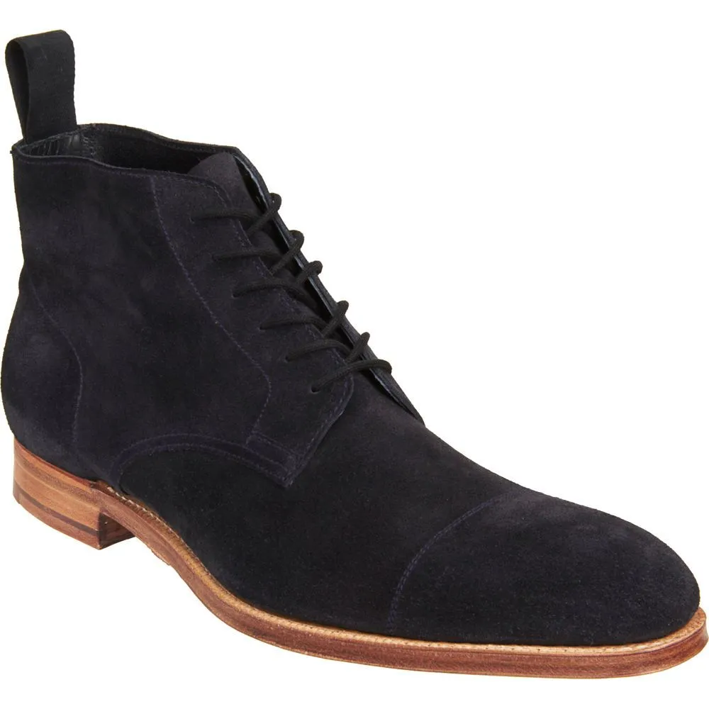 Handmade Cap Toe Black Suede Oxford Lace-Up Boots