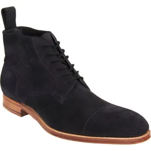 Handmade Cap Toe Black Suede Oxford Lace-Up Boots